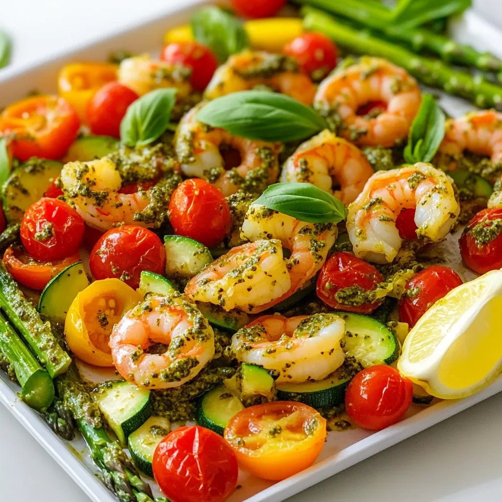 Sheet-Pan Pesto Shrimp &#038; Vegetables Easy Dinner Delight