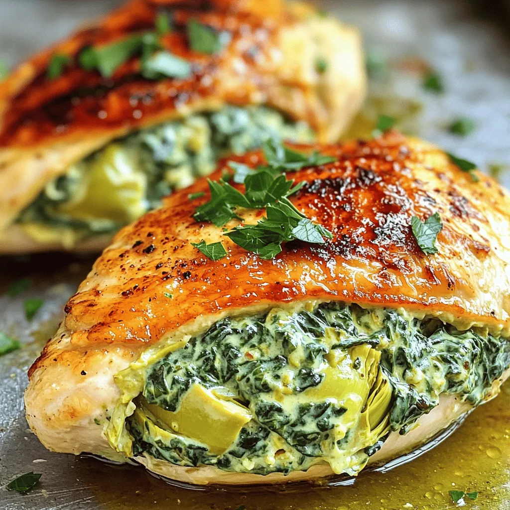 Spinach Artichoke Stuffed Chicken Tasty Dinner Recipe