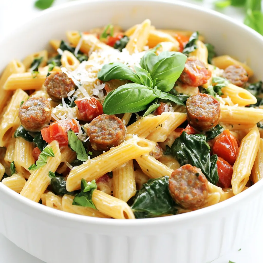 Slow Cooker Creamy Tuscan Sausage Pasta Delight