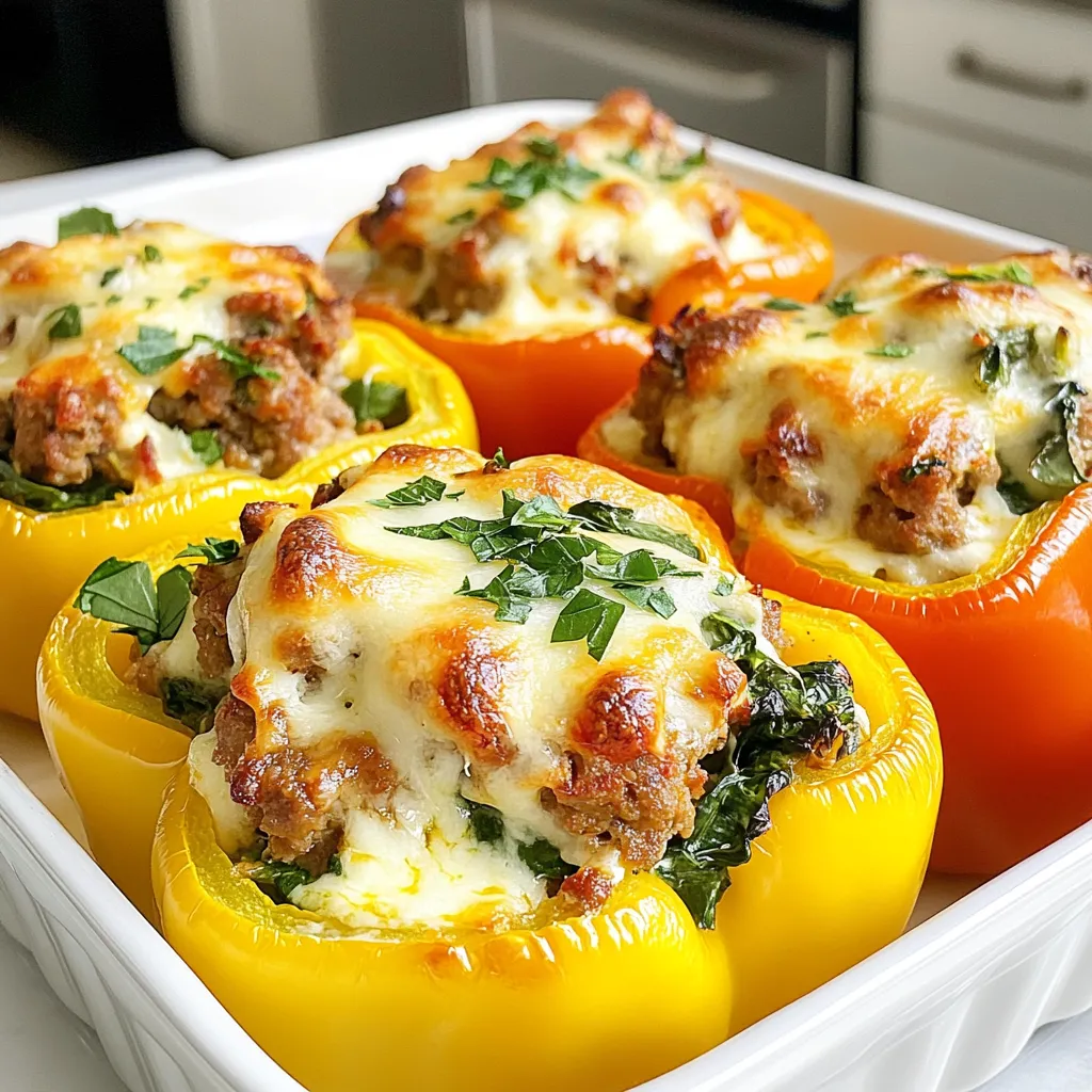 Creamy Spinach Sausage Stuffed Peppers Easy Recipe