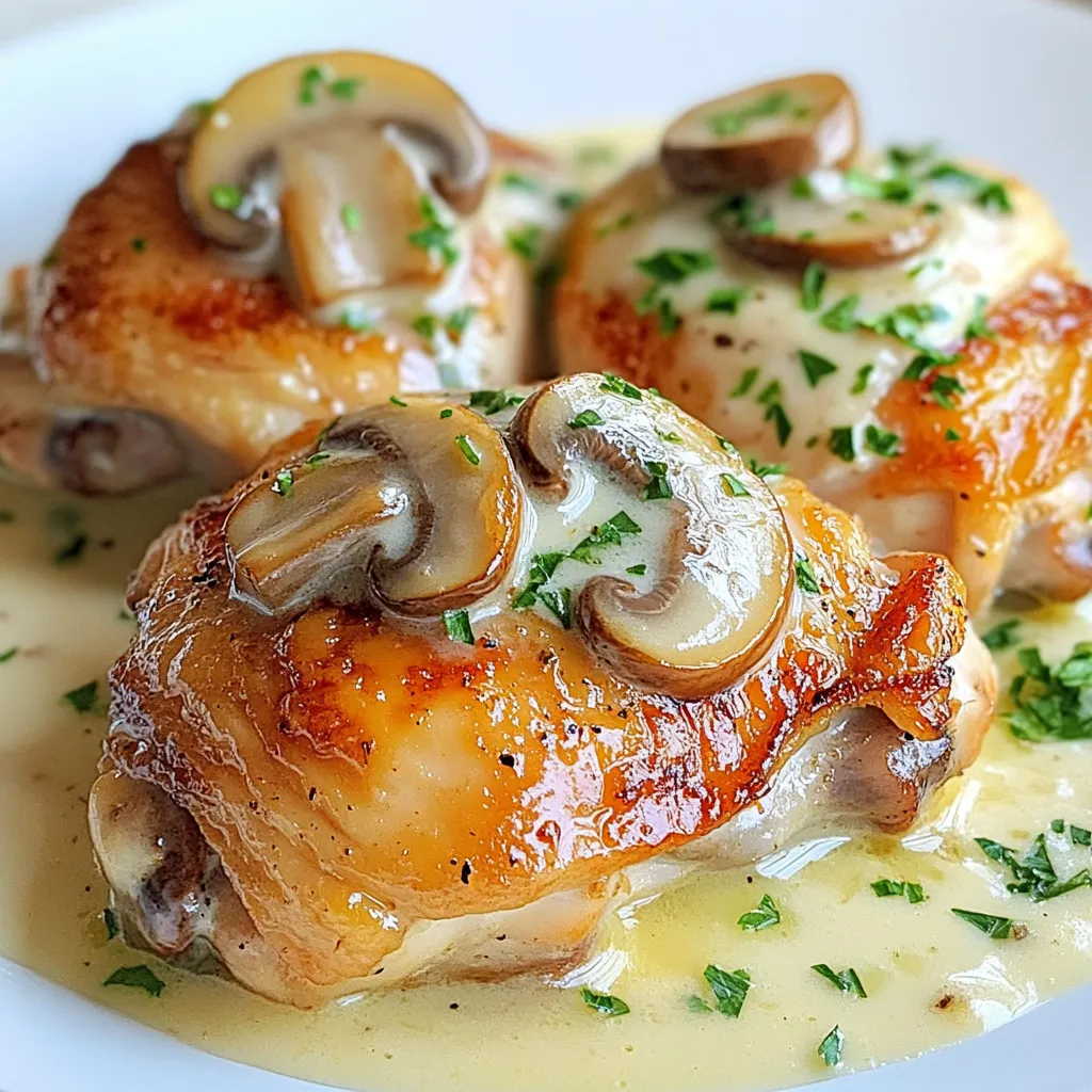 Creamy Mushroom Chicken Thighs Easy Dinner Recipe