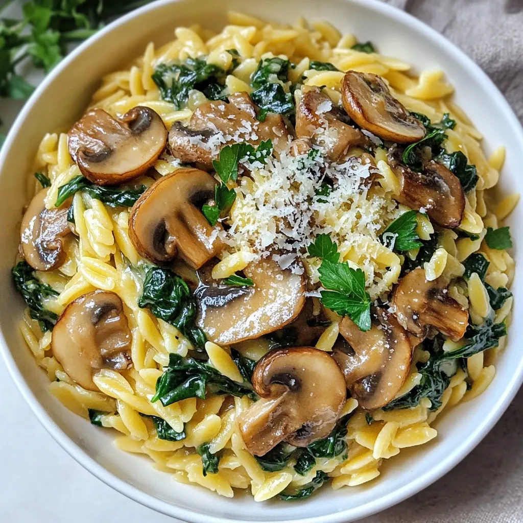 Creamy Mushroom Spinach Orzo Flavorful Delight Recipe