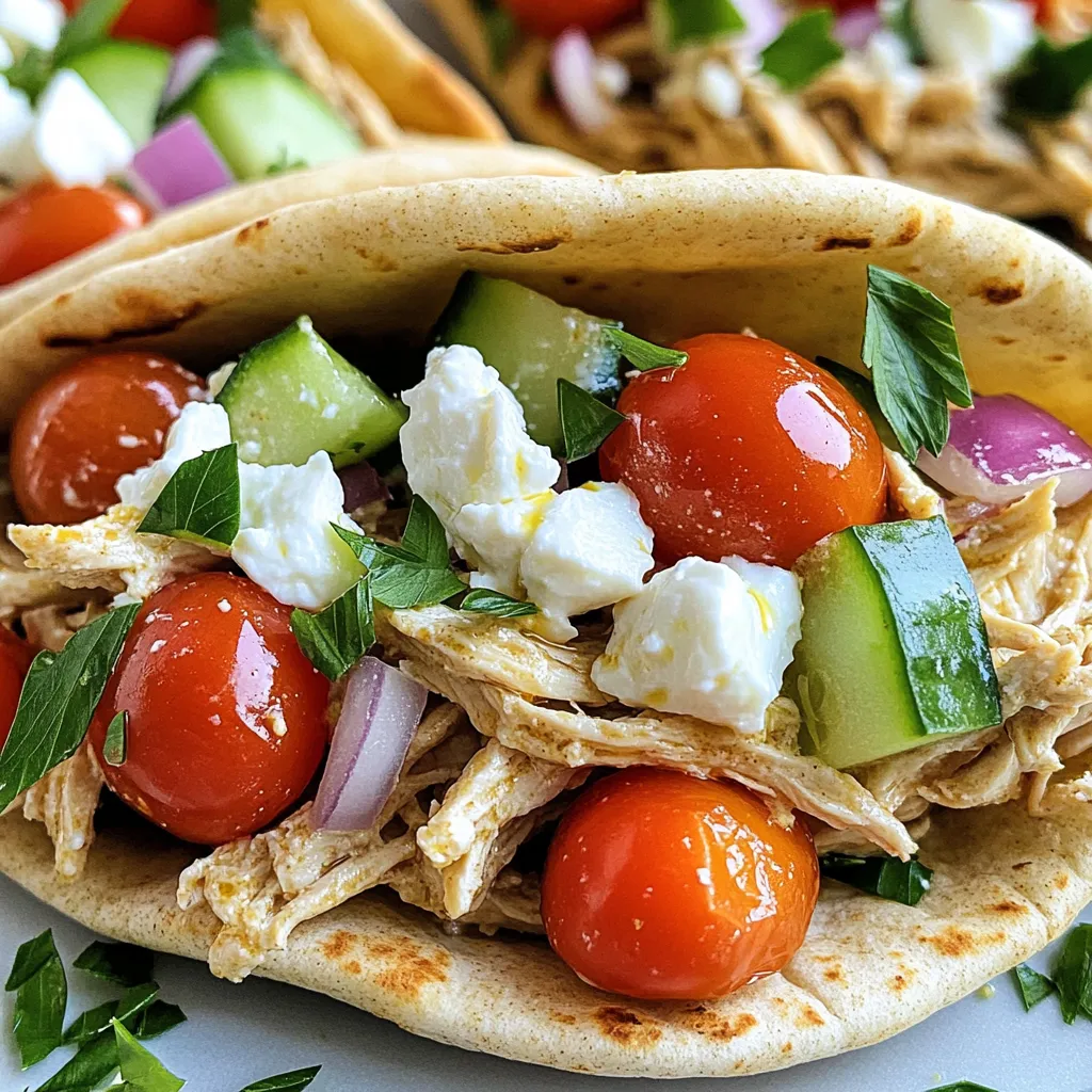 Slow Cooker Creamy Greek Chicken Pitas Delight
