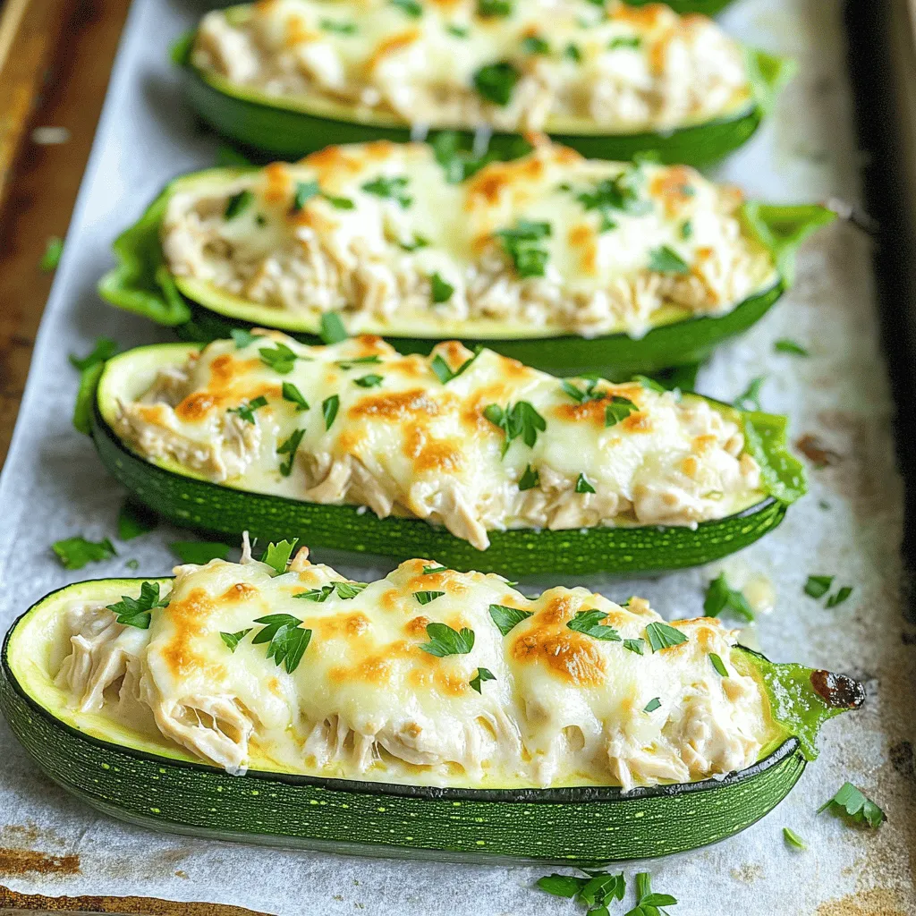Chicken Alfredo Zucchini Boats Flavorful and Easy Meal