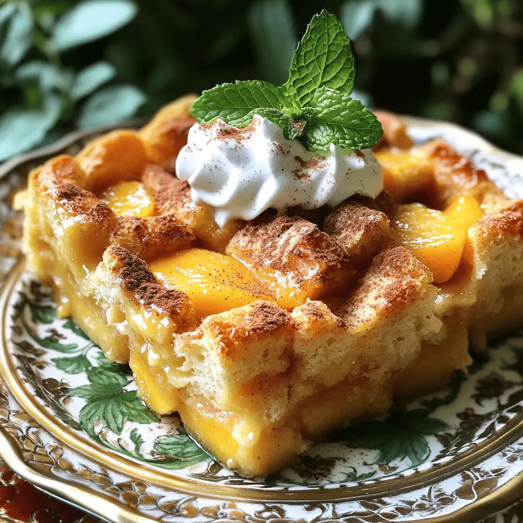Delicious Peach Cobbler Bread Pudding Easy Dessert Recipe