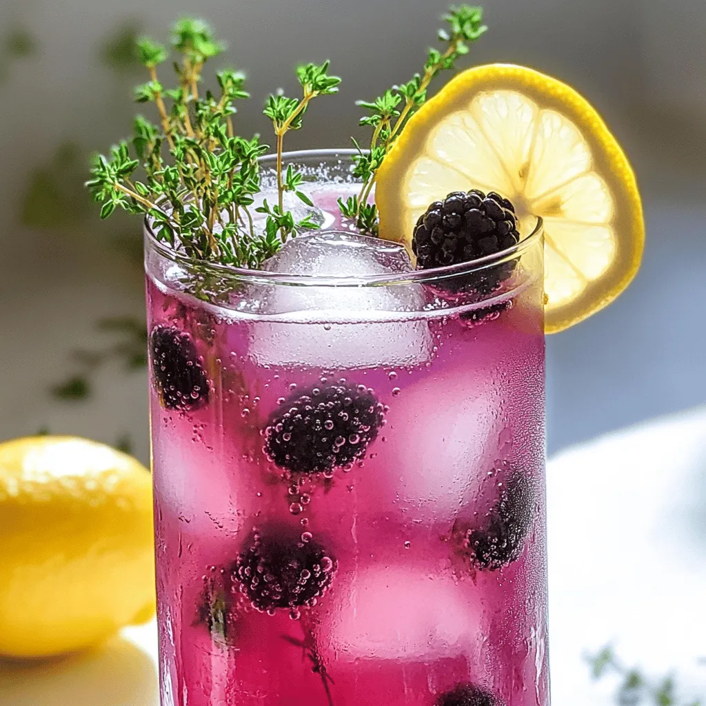 Blackberry Thyme Lemonade Mocktail Refreshing Drink