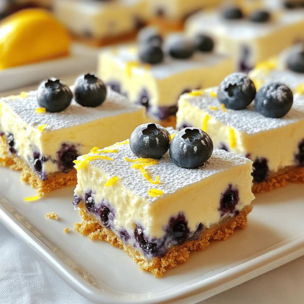 No Bake Lemon Blueberry Cheesecake Bars Delightful Treat