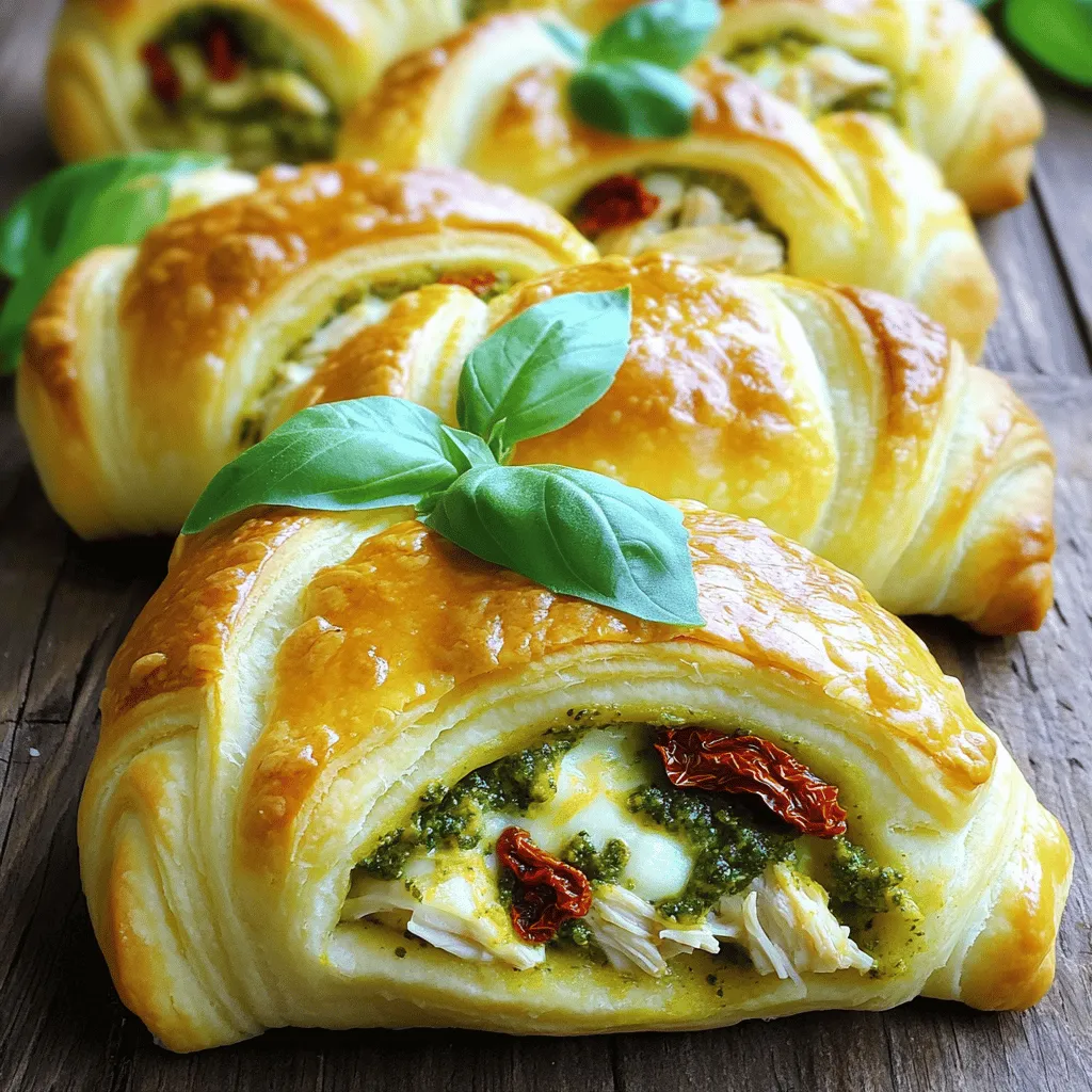 Pesto Chicken Stuffed Crescent Rolls Easy Dinner Idea