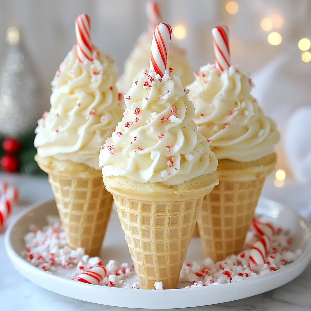 Peppermint Candy Cane Cupcake Cones Festive Treat