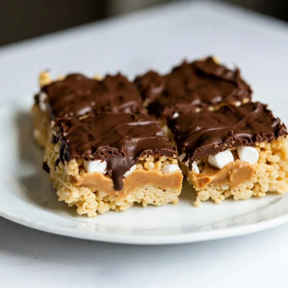 Chocolate Peanut Butter Rice Krispie Squares Delight