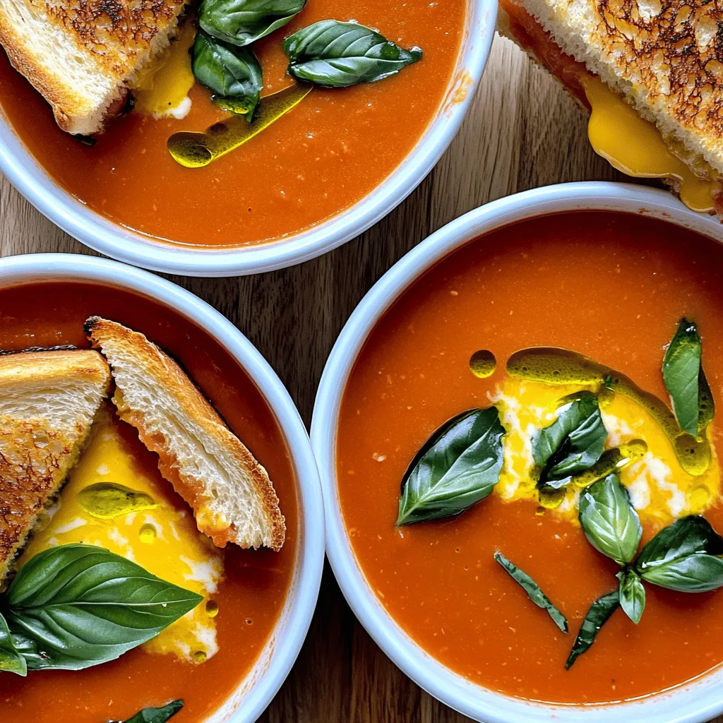 Creamy Tomato Basil Soup with Grilled Cheese Delight