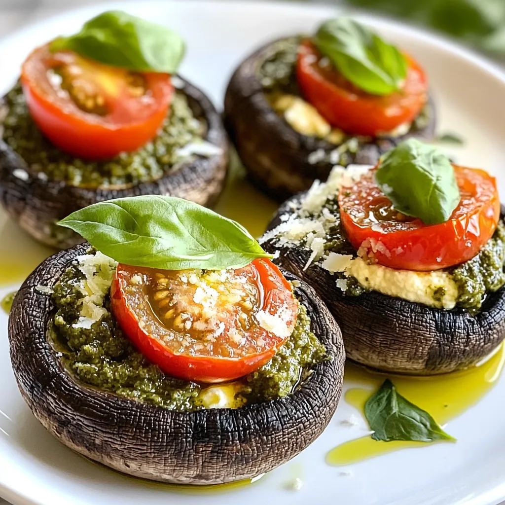 Pesto Ricotta Stuffed Portobello Mushrooms Delight
