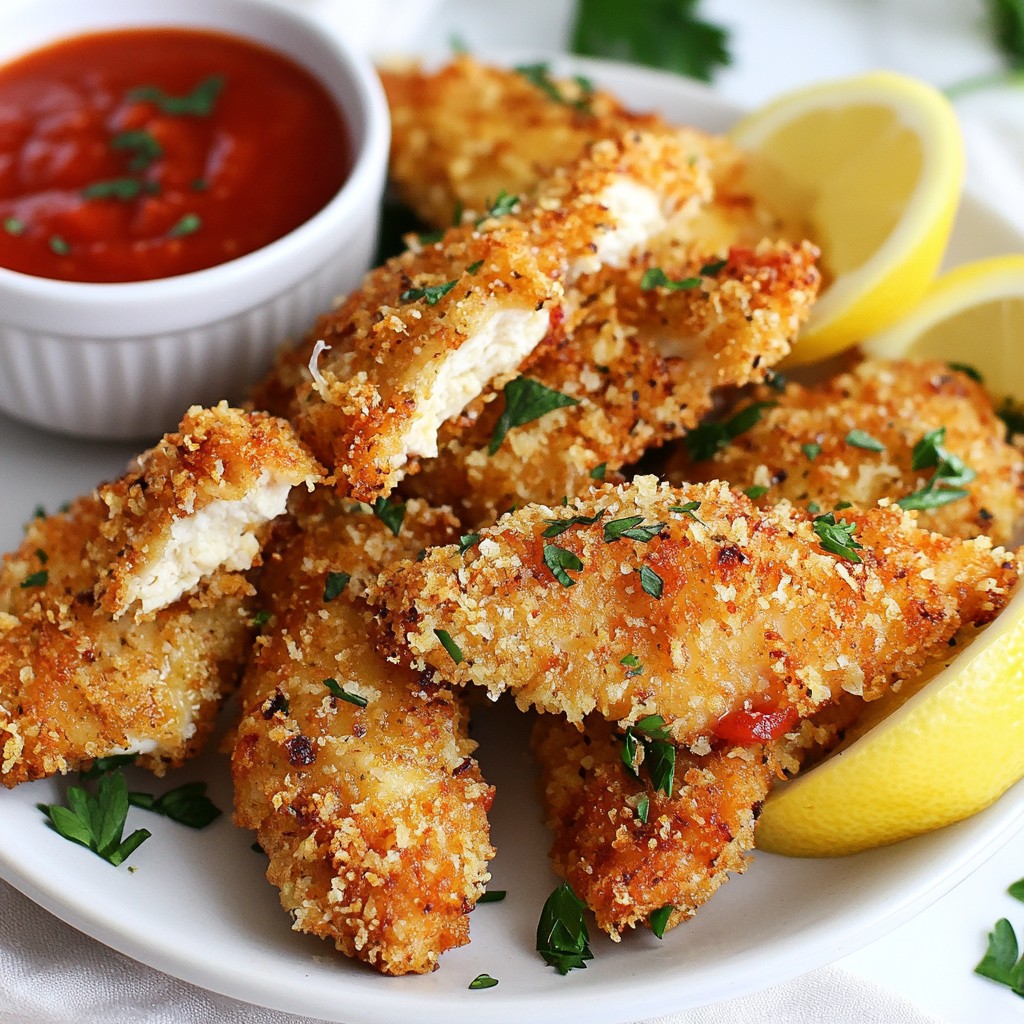 Garlic Parmesan Crusted Chicken Tenders Crunchy Recipe