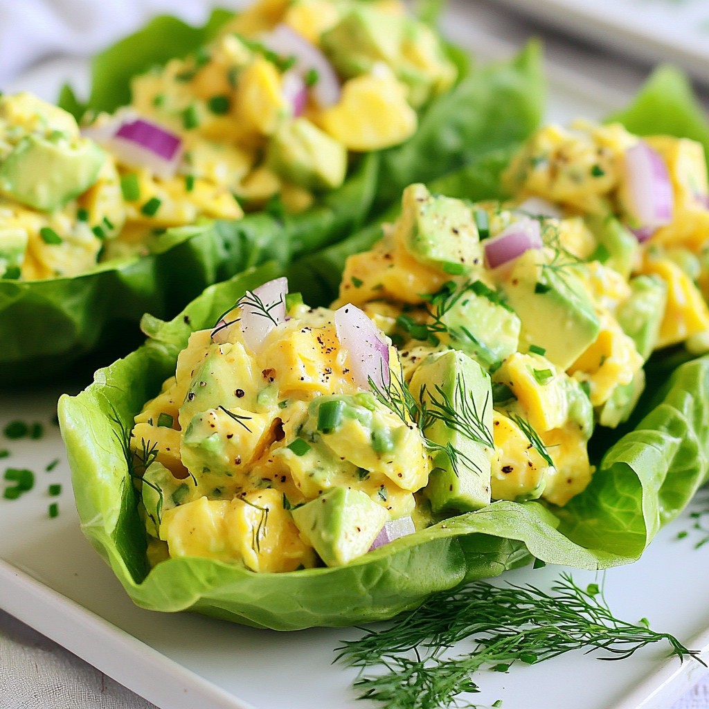 Avocado Egg Salad Lettuce Boats Fresh and Tasty Dish