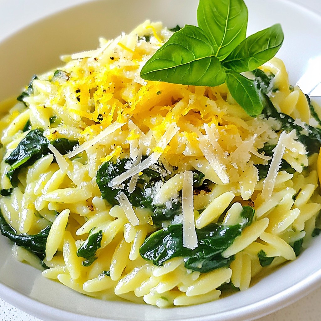 Creamy Lemon Spinach Orzo Flavorful and Easy Meal