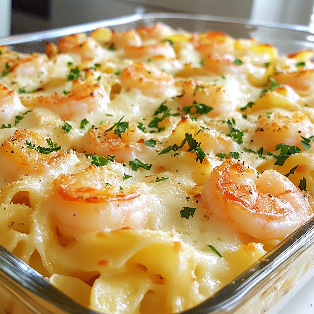 Garlic Butter Shrimp Alfredo Bake Tasty Dinner Recipe