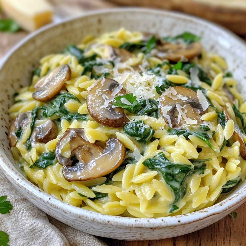 Creamy Mushroom Spinach Orzo Delightful and Easy Meal
