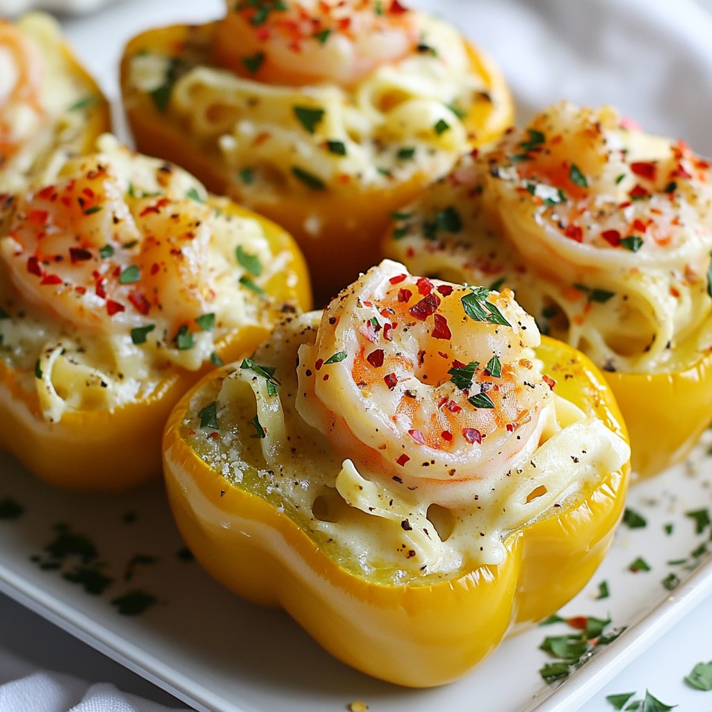 Cajun Shrimp Alfredo Stuffed Peppers Easy Recipe