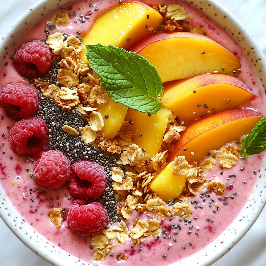 Peach Raspberry Smoothie Bowl Healthy and Tasty Treat