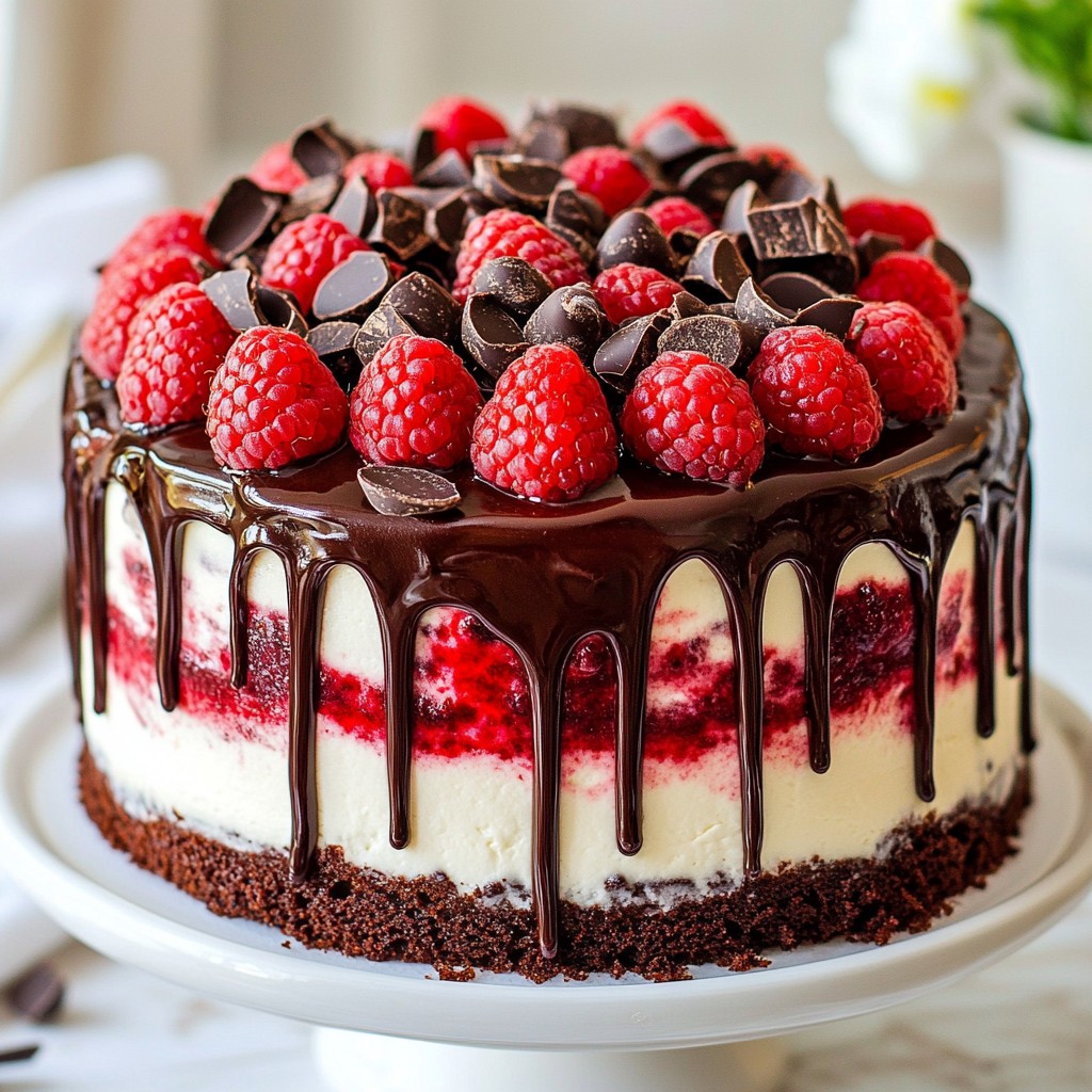 Raspberry Chocolate Layer Cake Decadent Dessert Treat