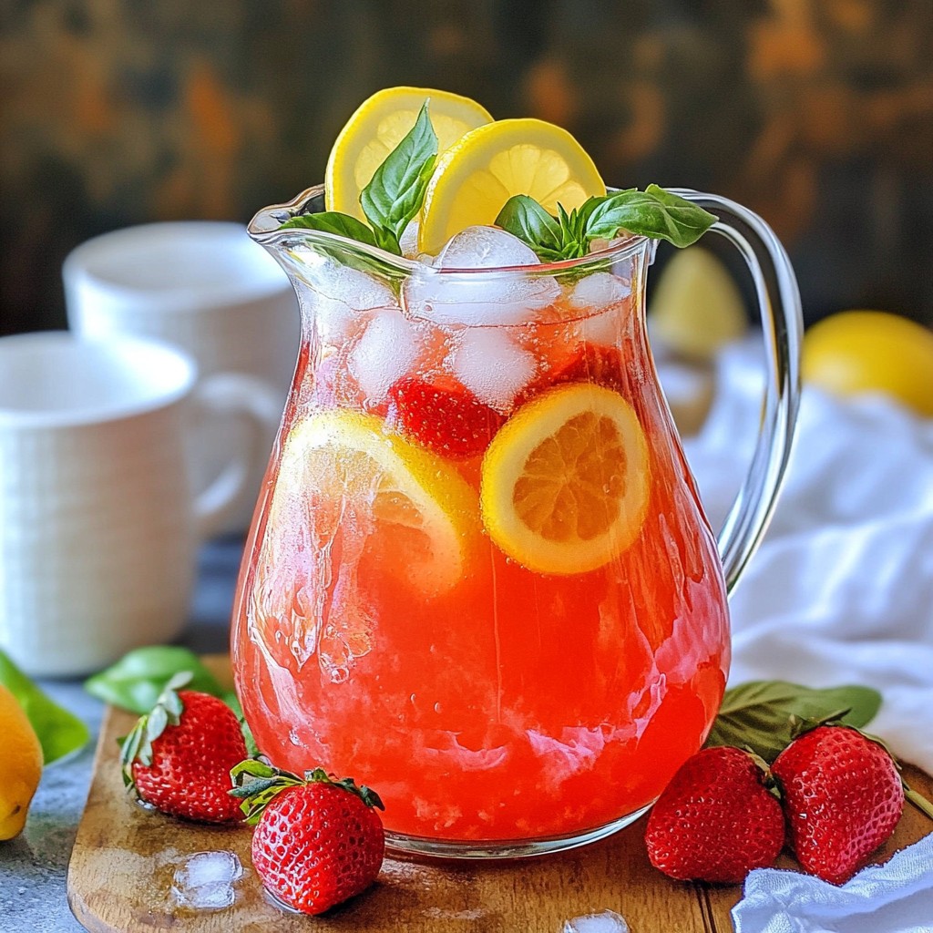 Strawberry Basil Lemonade Refreshing Summer Drink