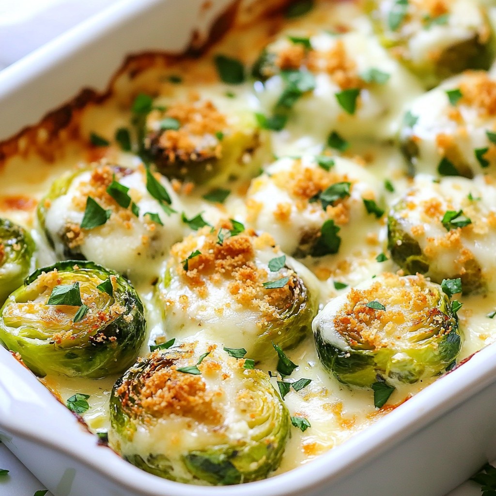 Creamy Garlic Parmesan Brussels Sprout Gratin Delight